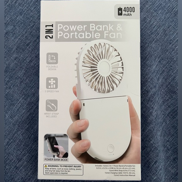Other - 2-in-1 POWER BANK & Portable Fan 4000 mAh New in Box
